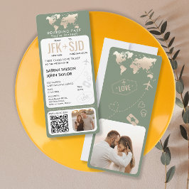 Barding Pass Plane Ticket Destination Wedding Kaart
