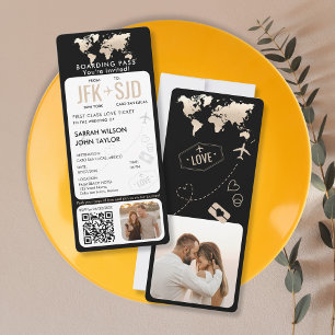 Barding Pass Plane Ticket Destination Wedding Kaart