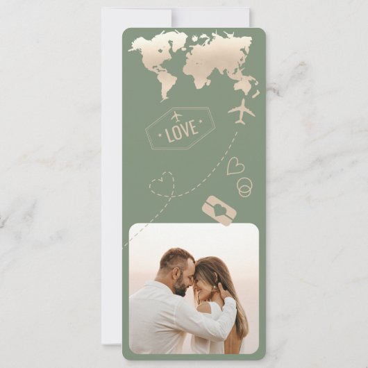 Barding Pass Plane Ticket Destination Wedding Kaart (Achterkant)