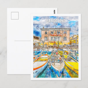 Bardolino Italië Famous Travel Waterverf Sketch Briefkaart