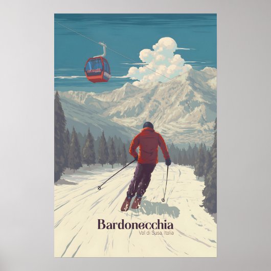 Bardonecchia Italië Skigebied Reisposter Poster (Voorkant)