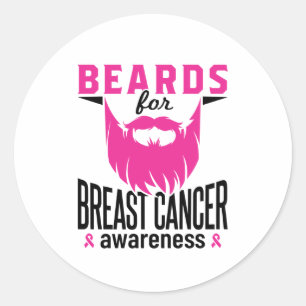 Bards for Breast Cancer Awareness Roze Baard Ronde Sticker