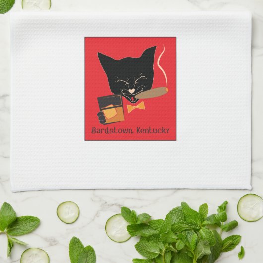 Bardstown, KY Bourbon Cat met Sigar - Handdoek (Gevouwen)