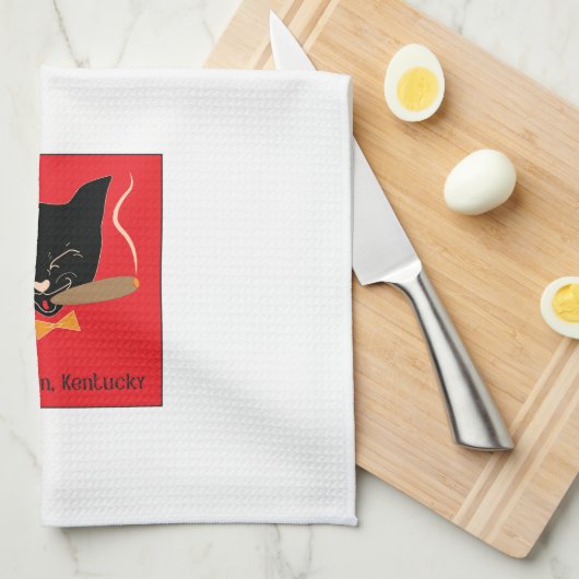 Bardstown, KY Bourbon Cat met Sigar - Handdoek (Quarter Fold)