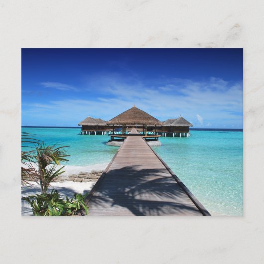 Bardwalk, Dock to Cabanas, Beach, Ocean, Maldives Briefkaart (Voorkant)