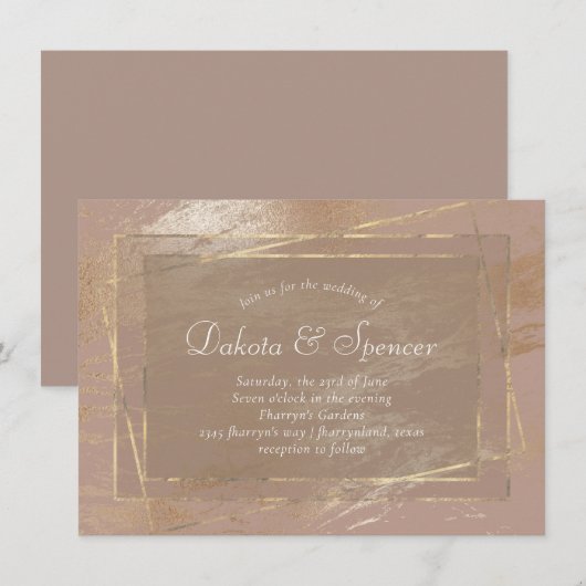 Bare Elegantie | Painterly Roos Gold Blush Bruilof Kaart (Voorkant / Achterkant)