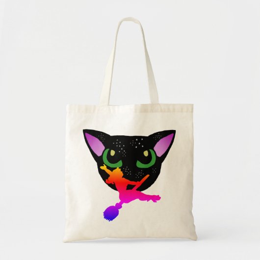 Bare heks 2 Rainbow Black Kat Star Freckles Tote Bag (Voorkant)