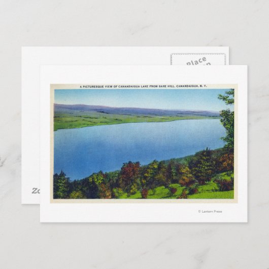 Bare Hill Uitzicht van het Canandaigua Lake Briefkaart (Voorkant / Achterkant)