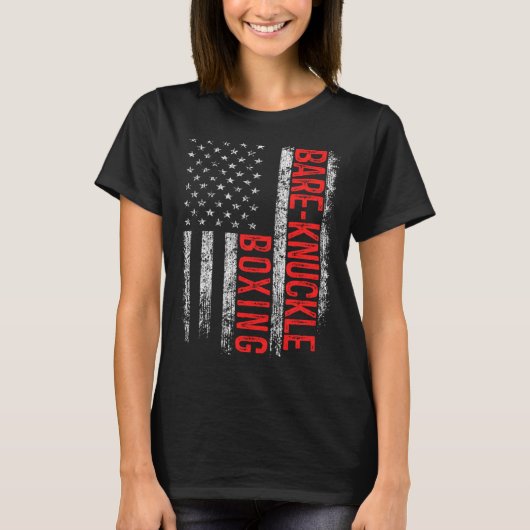 Bare Knuckle Boxing American Flag 4th of July Figh T-shirt (Voorkant)