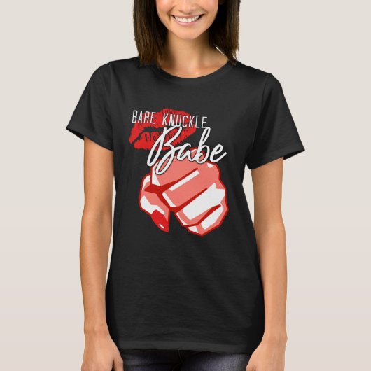 Bare Knuckle Boxing Babe met lippenstift en lak T-shirt (Voorkant)