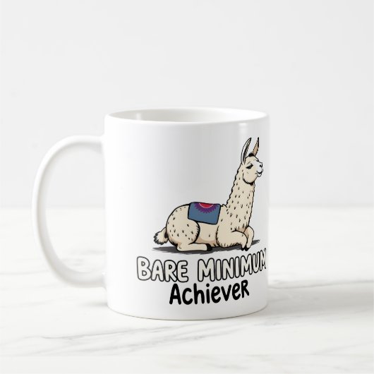 Bare Minimum Achiever Funny Llama Lazy Humor  Koffiemok (Links)