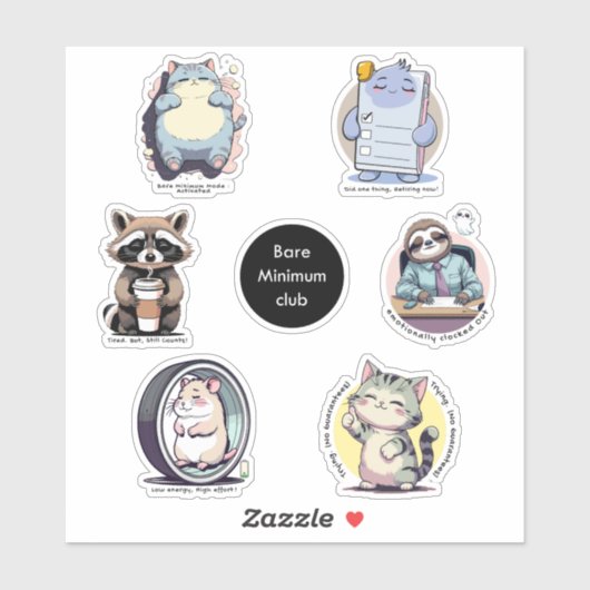 Bare Minimum Club Sticker Sheet | Relatable funny (Vel)