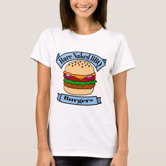 Bare Nekkid BBQ Burgers T-shirt (Voorkant)
