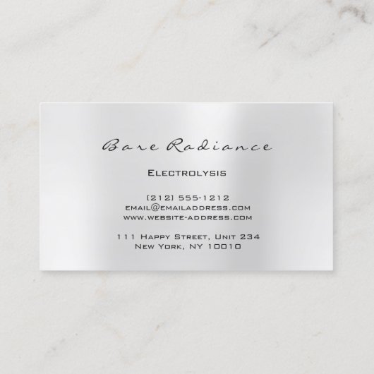 Bare Radiance Electrolysis Waxing Beauty Roos Visitekaartje (Achterkant)