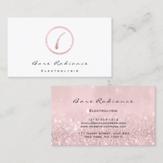 Bare Radiance Electrolysis Waxing Beauty Studio Visitekaartje (Voorkant / Achterkant)