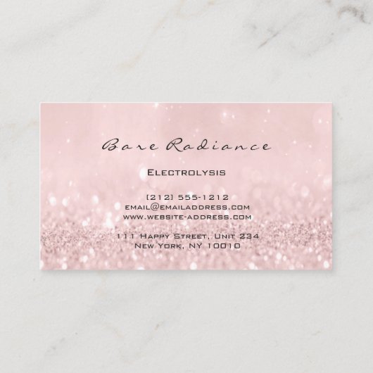 Bare Radiance Electrolysis Waxing Beauty Studio Visitekaartje (Achterkant)