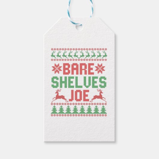 Bare Shelves Joe Funny Ugly KerstSweater Gift Cadeaulabel (Voorkant)