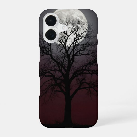 Bare Tree and Full Moon Dark Case iPhone 16 Hoesje (Achterkant)