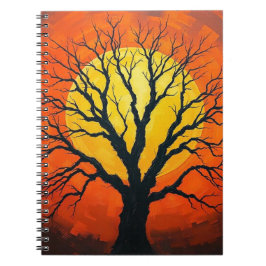 Bare Tree In Shadow With The Sun Notebook Notitieboek