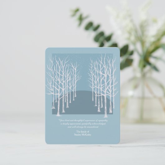 Bare Trees Begrafenisfoto Dank u Kaart Custom (Staand voorkant)