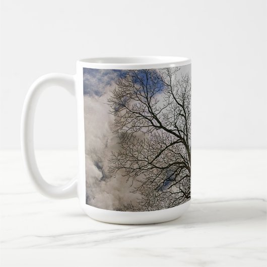 Bare Trees & Clouded Sky Natuur Design Koffiemok (Links)