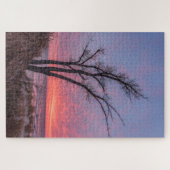 Bare Trees die een mooie zonsondergang overzien Legpuzzel (Horizontaal)