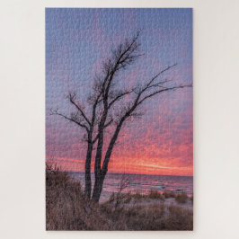 Bare Trees die een mooie zonsondergang overzien Legpuzzel