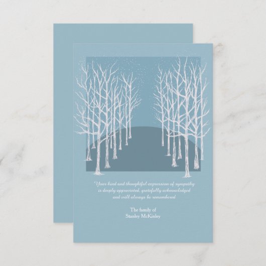 Bare Trees Funeral Hartelijk dank Bedankkaart (Voorkant / Achterkant)
