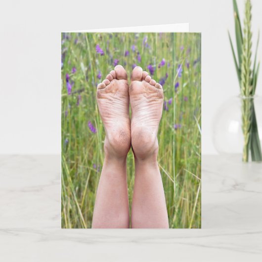 Barefeet in Wildbloemen, Birthday Kaart (Voorkant)