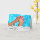 Barefeet in zwembad, Kaart op zaterdag (Gele Bloem)