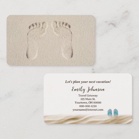 Barefeet Prints in Beach Sand Visitekaartje (Voorkant / Achterkant)