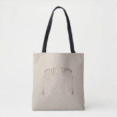 Barefeet Voetafdrukken in Zand Tote Bag (Voorkant)