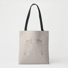 Barefeet Voetafdrukken in Zand Tote Bag