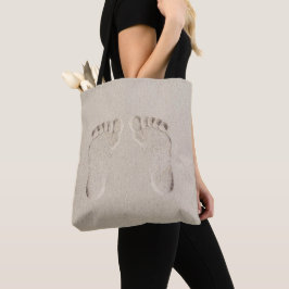 Barefeet Voetafdrukken in Zand Tote Bag