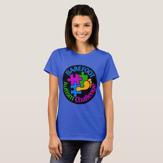 Barefoot Autism Challenge Basic T-Shirt Large Logo (Voorkant volledig)