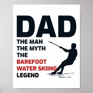 Barefoot Barefooting skiën Vader Poster