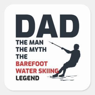 Barefoot Barefooting skiën Vader Vierkante Sticker