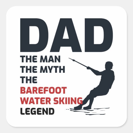 Barefoot Barefooting skiën Vader Vierkante Sticker (Voorkant)