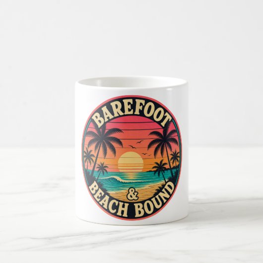 Barefoot & Beach Bound Badge Magische Mok (Center)