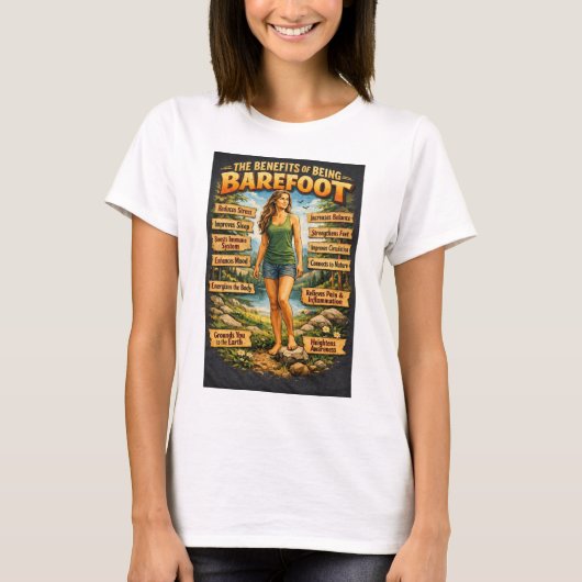 Barefoot benefits t-shirt (Voorkant)