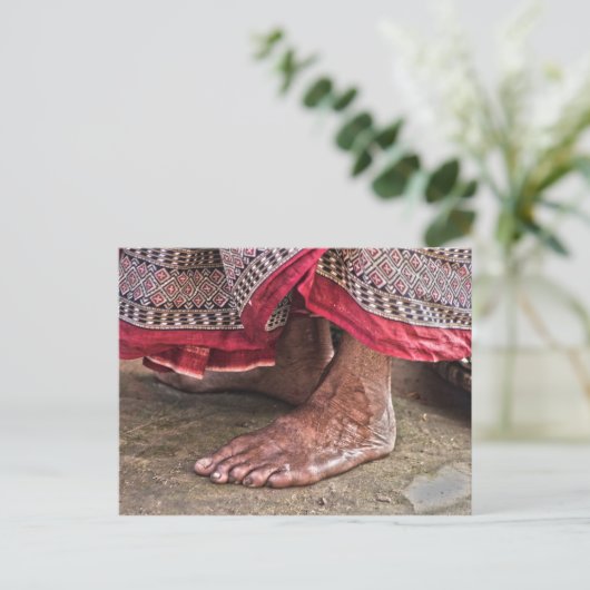 Barefoot bij de tempel briefkaart (Staand voorkant)