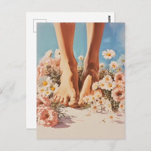 Barefoot Blooms Summer Art Briefkaart (Voorkant / Achterkant)