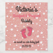 Barefoot en drachtig baby shower wijnetiket wijn etiket (Enkel label)