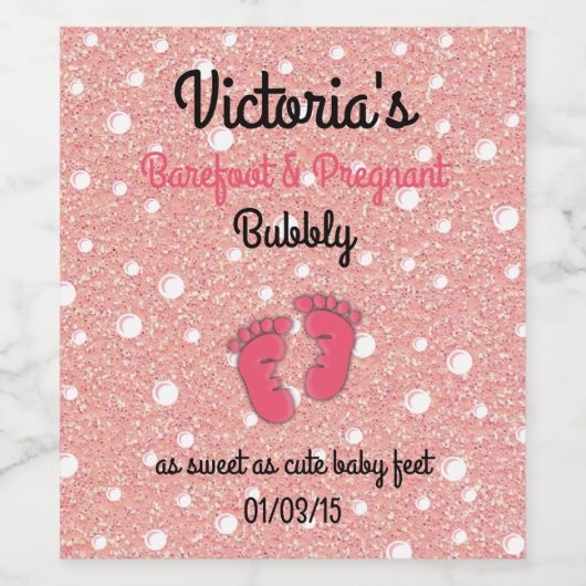 Barefoot en drachtig baby shower wijnetiket wijn etiket (Enkel label)