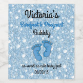 Barefoot en drachtig baby shower wijnetiket wijn etiket (Enkel label)