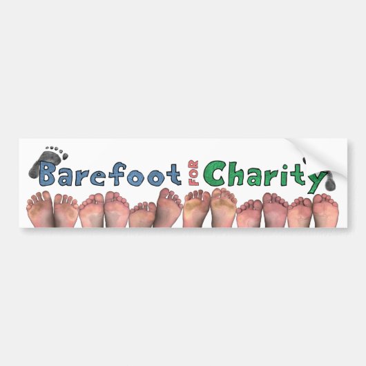Barefoot for Charity Bumpersticker (Voorkant)