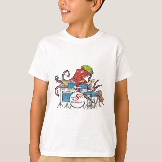 Barefoot Groove Octopus Drummer T-shirt (Voorkant)