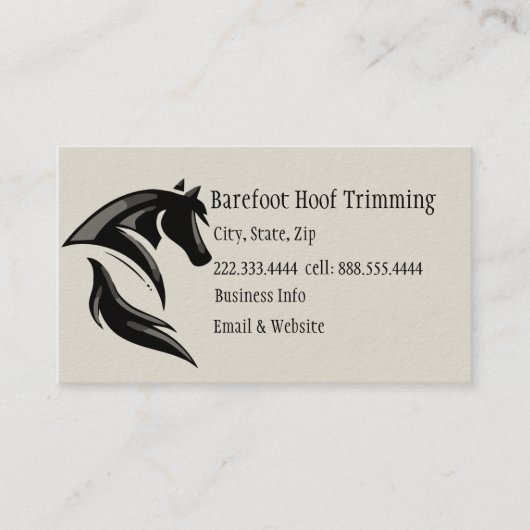 Barefoot Hoof Trimming Black White Art Visitekaartje (Voorkant)
