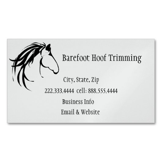 Barefoot Hoof Trimming Classic Horse Logo Magnetisch Visitekaartje (Voorkant)
