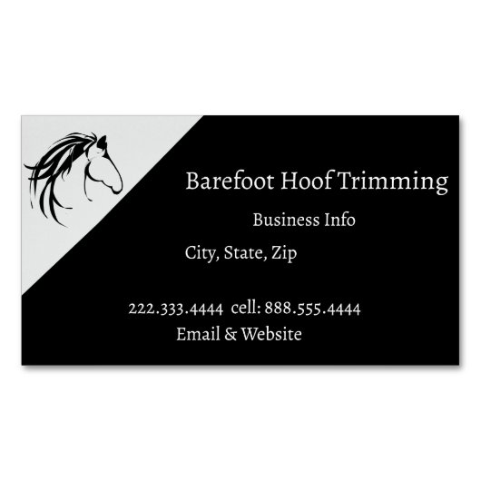 Barefoot Hoof Trimming Klassic Horse Logo Business Magnetisch Visitekaartje (Voorkant)